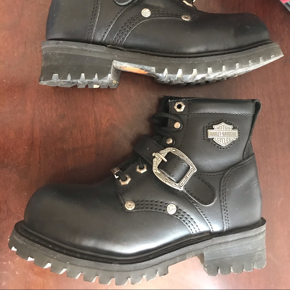 Black leather Harley boots - Picture 2 of 8